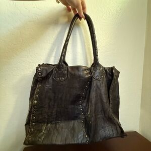 Chic Dark Brown Leather Tote Bag